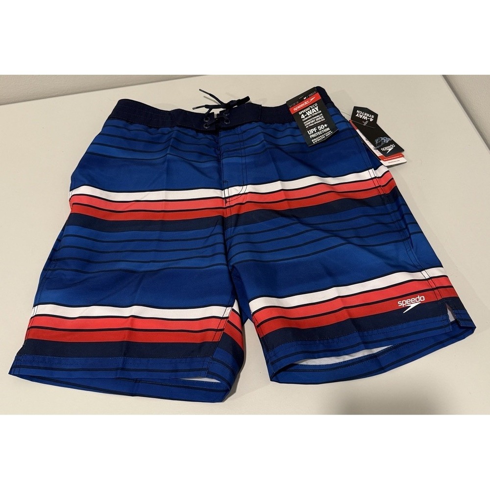 Speedo Men's Swim Trunk UPF‎ 50+ Stretch Trunk Lined 7.5" Inseam Size Small Blue